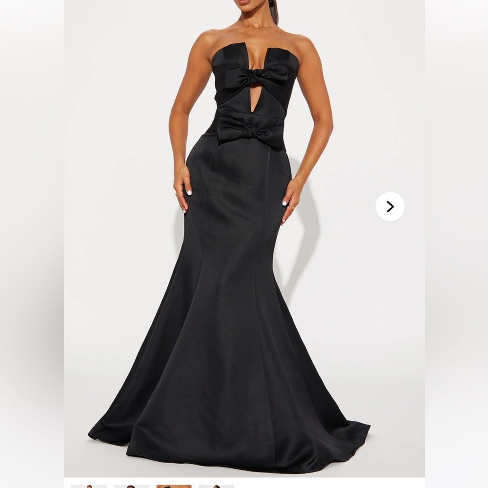 Fashion Nova Ruby Bow Gown Elegant Black Strapless Gown